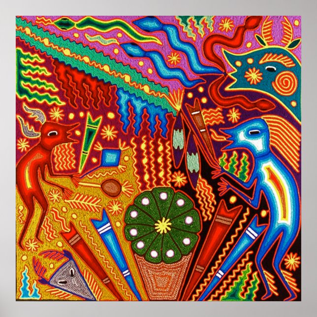 Oaxaca Mexico Mexican Mayan Tribal Art Boho Travel Poster (Front)