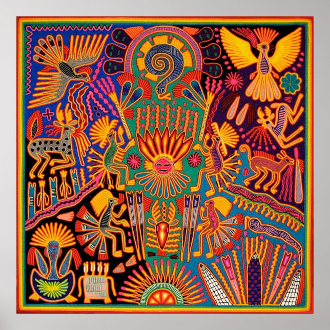 Oaxaca Mexico Mexican Mayan Tribal Art Boho Travel Poster (Front)