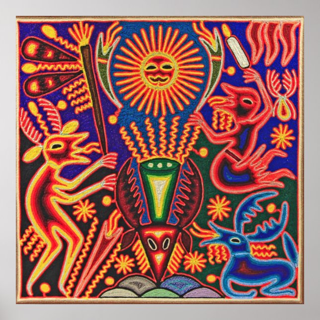 Oaxaca Mexico Mexican Mayan Tribal Art Boho Travel Poster (Front)