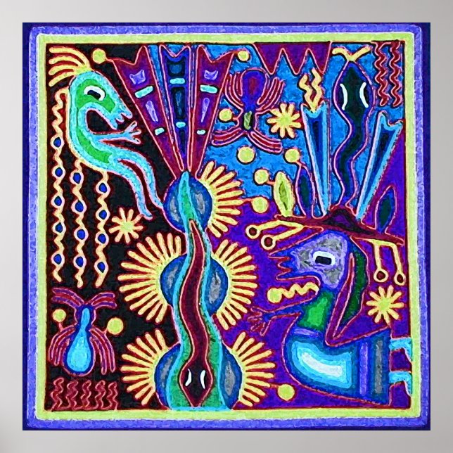 Oaxaca Mexico Mexican Mayan Tribal Art Boho Travel Poster (Front)
