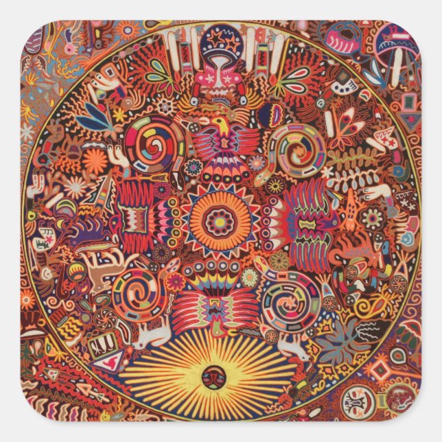 Oaxaca Mexico Mexican Mayan Tribal Art Boho Travel Square Sticker (Front)