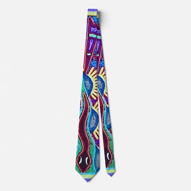 Oaxaca Mexico Mexican Mayan Tribal Art Boho Travel Tie (Front)