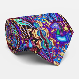 Oaxaca Mexico Mexican Mayan Tribal Art Boho Travel Tie