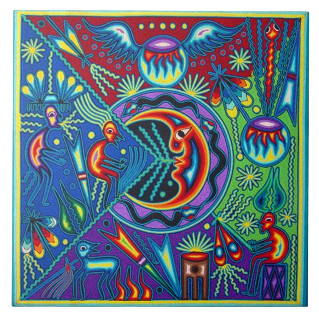 Oaxaca Mexico Mexican Mayan Tribal Art Boho Travel Tile (Front)