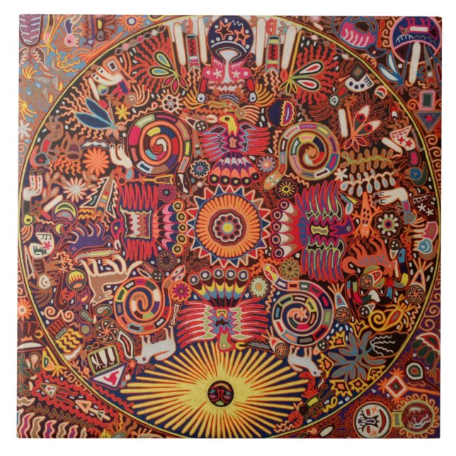 Oaxaca Mexico Mexican Mayan Tribal Art Boho Travel Tile (Front)