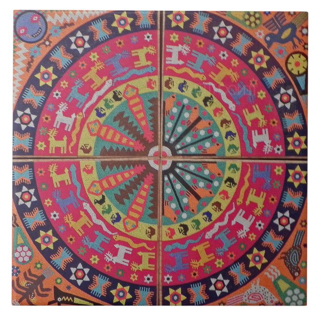 Oaxaca Mexico Mexican Mayan Tribal Art Boho Travel Tile (Front)