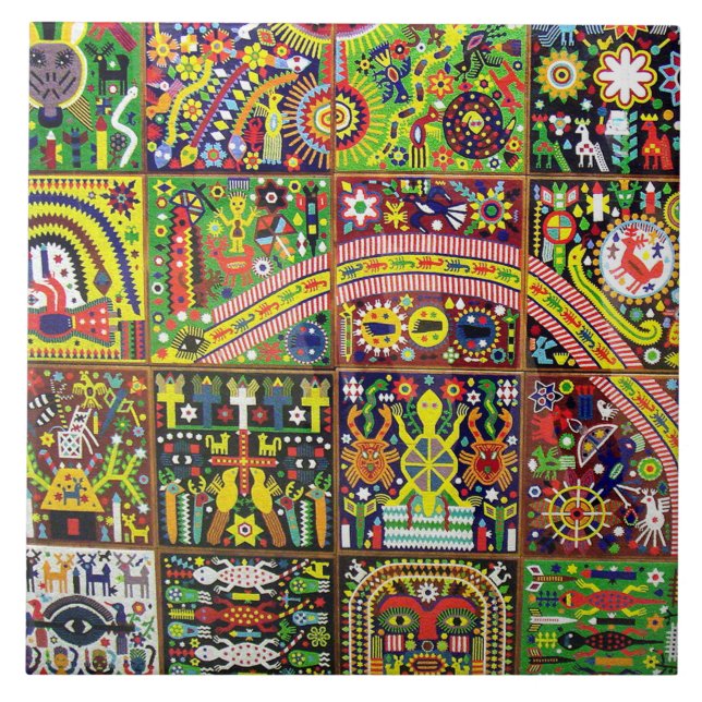 Oaxaca Mexico Mexican Mayan Tribal Art Boho Travel Tile (Front)