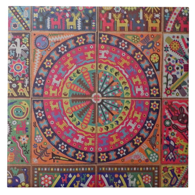Oaxaca Mexico Mexican Mayan Tribal Art Boho Travel Tile (Front)