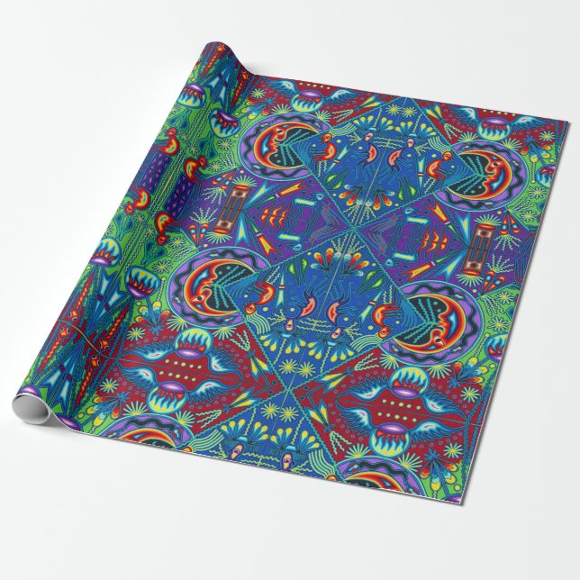 Oaxaca Mexico Mexican Mayan Tribal Art Boho Travel Wrapping Paper (Unrolled)