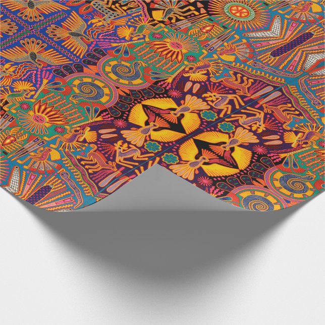Oaxaca Mexico Mexican Mayan Tribal Art Boho Travel Wrapping Paper (Corner)