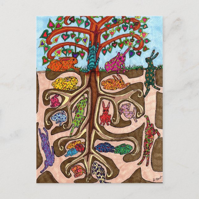 Oaxacan Bunny Tree of Life Postcard (Front)