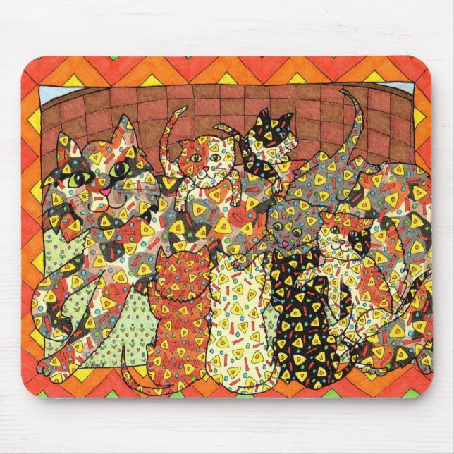 Oaxacan Cat and Kittens Mouse Mat (Front)