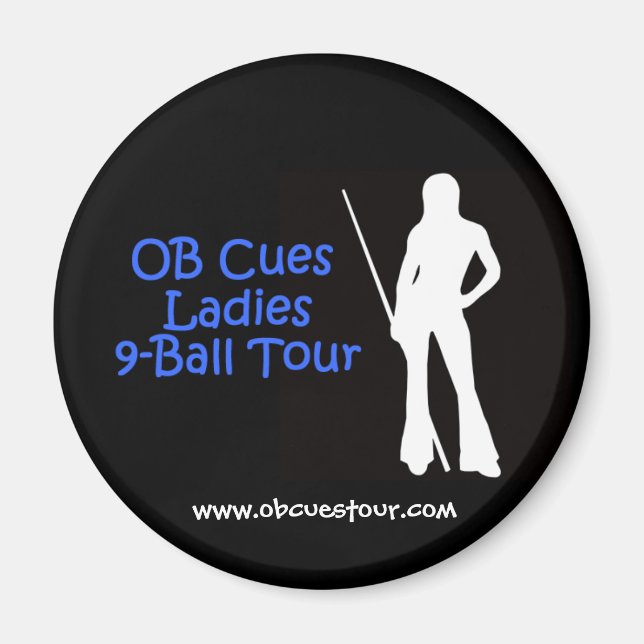 OB Cues Ladies 9-Ball Tour Magnet Logo (2) (Front)