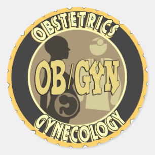 OB/GYN BADGE FEMALE DOCTOR LOGO CLASSIC ROUND STICKER