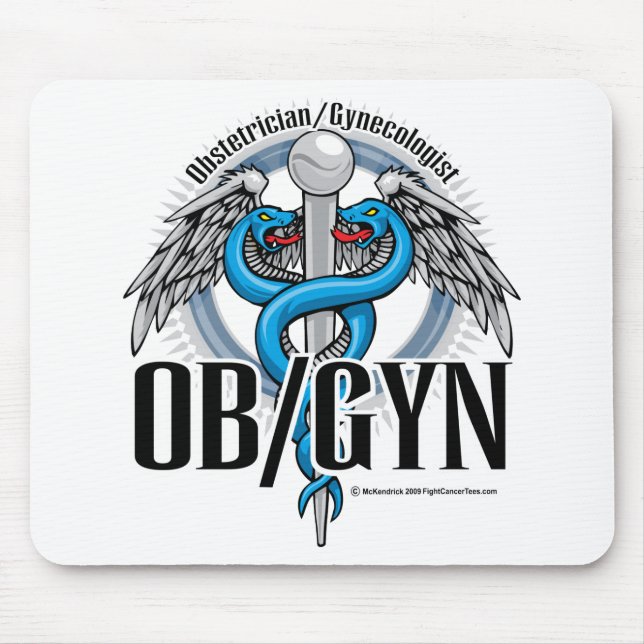 OB/GYN Blue Caduceus Mouse Mat (Front)