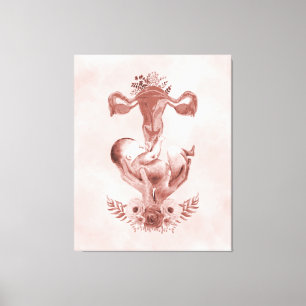 Ob/Gyn Midwife Floral Childbirth Cervix Ovaries Canvas Print