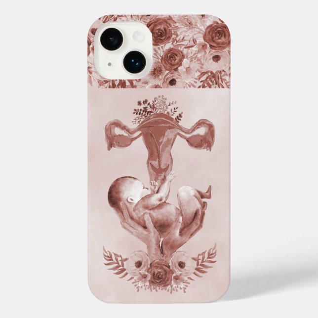 Ob/Gyn Midwife Floral Childbirth Cervix Ovaries iPhone Case (Back)