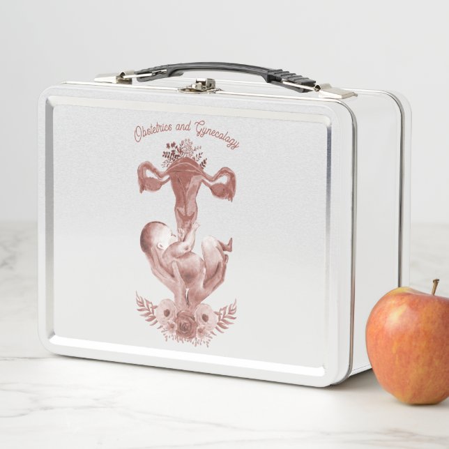 Ob/Gyn Midwife Floral Childbirth Cervix Ovaries Metal Lunch Box (In Situ)