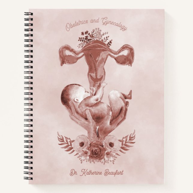 Ob/Gyn Midwife Floral Childbirth Cervix Ovaries Notebook (Front)