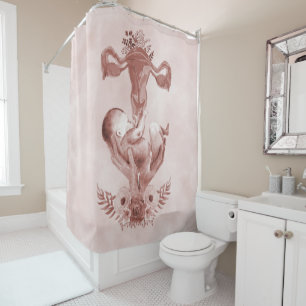 Ob/Gyn Midwife Floral Childbirth Cervix Ovaries Shower Curtain