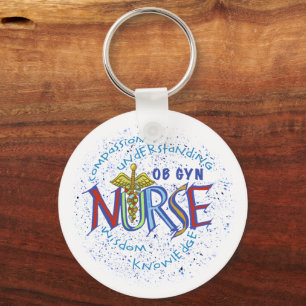 Ob Gyn Nurse Motto custom name Key Ring