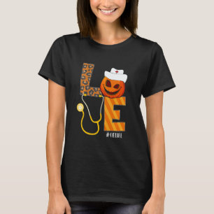 OB Nurse Halloween Pumpkin Leopard Love Nurse Life T-Shirt