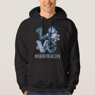 OB Nurse Love Snowman Xmas Funny Winter Season Chr Hoodie