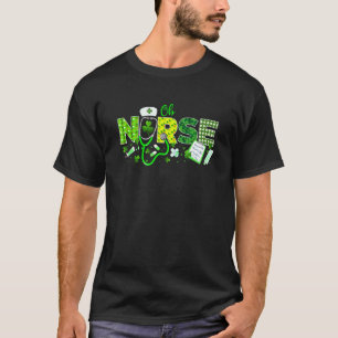 Ob Nurse St Patricks Day Love Stethoscope Rn Nurse T-Shirt
