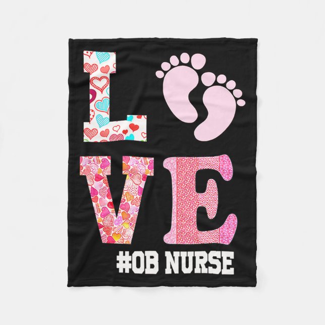 Ob Nurse Valentines Day Delivery Labor Nursing 1  Fleece Blanket (Front)