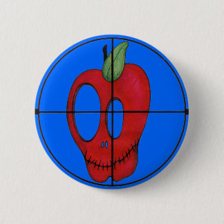 OBA Button, red apple skull target 6 Cm Round Badge