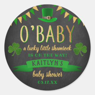 O'Baby St. Patrick's Day Baby Shower Classic Round Sticker