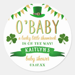 O'Baby St. Patrick's Day Baby Shower Classic Round Sticker