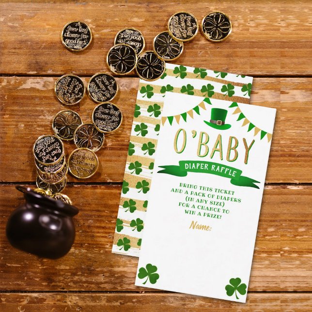 O'Baby St. Patrick's Day Baby Shower Diaper Raffle Enclosure Card (Creator Uploaded)