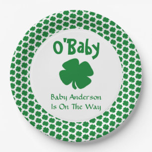 O'Baby St Patrick's Day Baby Shower Paper Plate