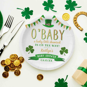 O'Baby St. Patrick's Day Baby Shower Paper Plate