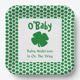 O'Baby St Patrick's Day Baby Shower Paper Plates