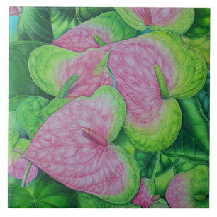 Obake Anthuriums Tile