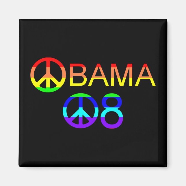 Obama 08 Peace Sign Rainbow Magnets (Front)