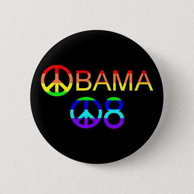 Obama 08 Rainbow Peace Sign Buttons (Front)