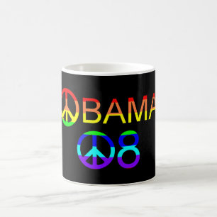 Obama 08 Rainbow Peace Sign Mugs