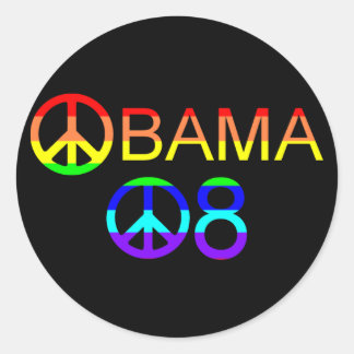 Obama 08 Rainbow Peace Sign Stickers