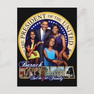 OBAMA-1ST FAMILY-Postcard Postcard