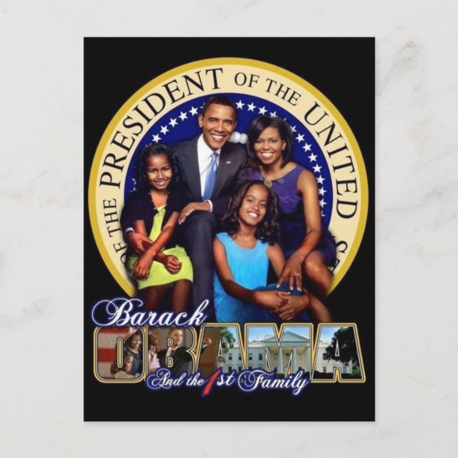 OBAMA-1ST FAMILY-Postcard Postcard (Front)