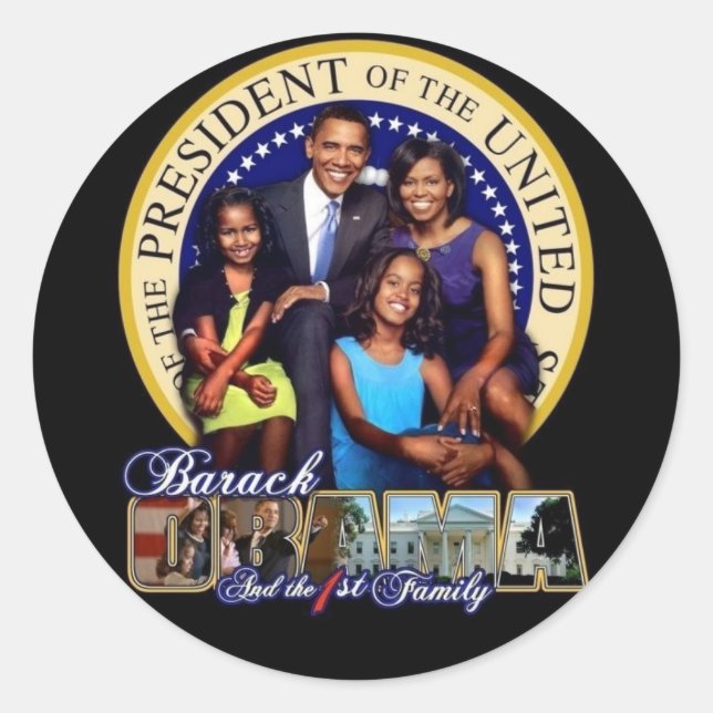 OBAMA-1ST FAMILY Sheet of Stickers (Front)