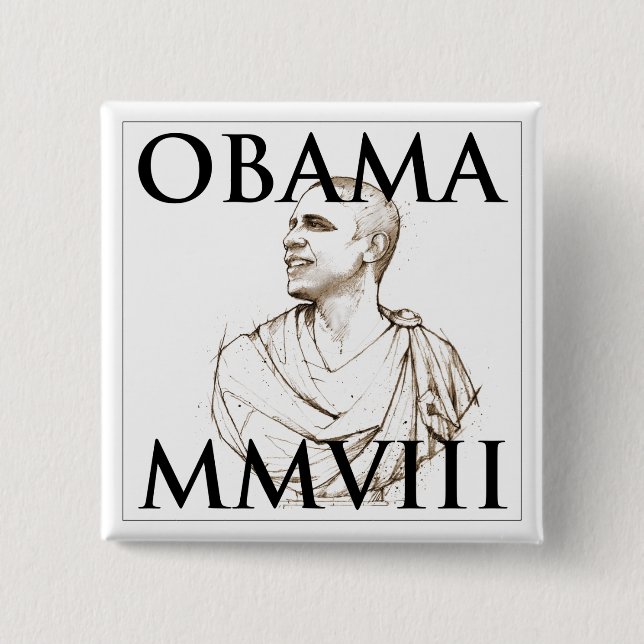 Obama 2008 15 cm square badge (Front)