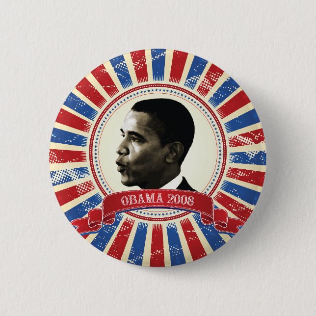 Obama 2008 Circle Burst Button 61027 (Front)