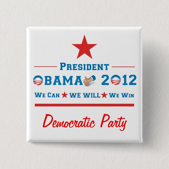 Obama 2012 15 cm square badge (Front)
