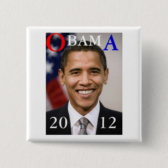 OBAMA 2012 15 CM SQUARE BADGE (Front)