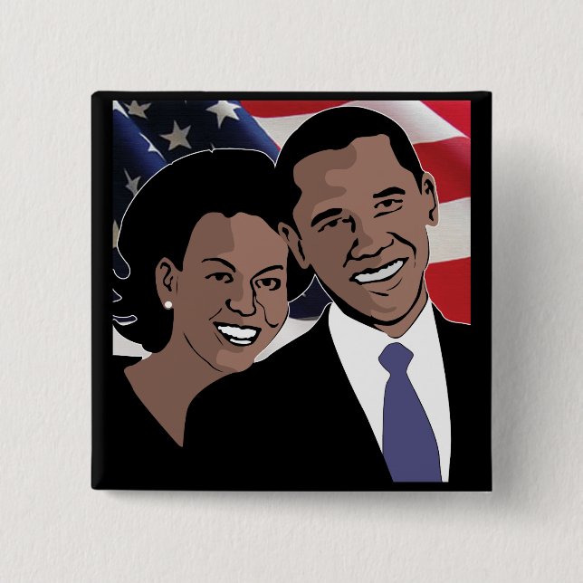 Obama 2012 15 cm square badge (Front)