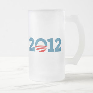 Obama 2012 frosted glass beer mug